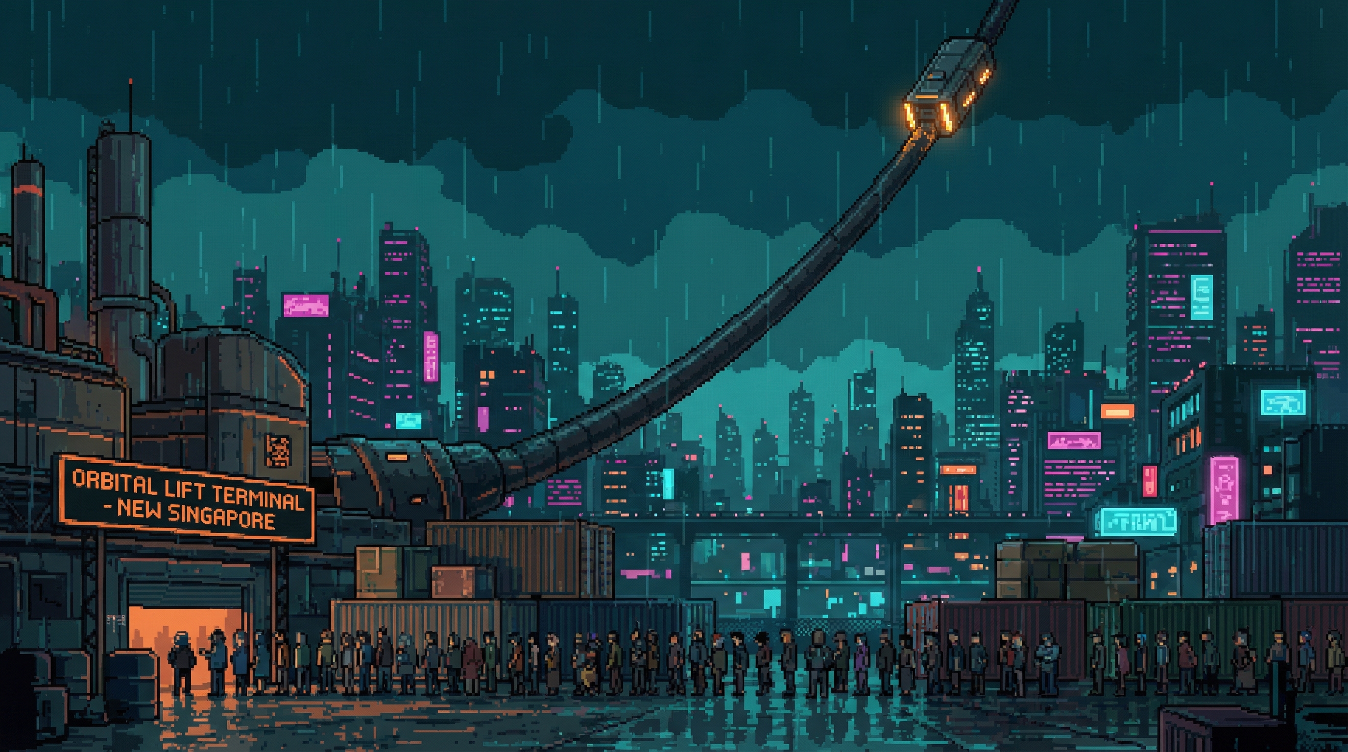 The Orbital Elevator ground terminal at New Singapore