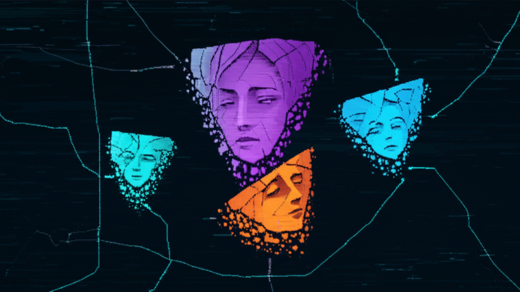 ORACLE fragmenting into shards - each piece containing a different personality, drifting apart across a void of dying connections