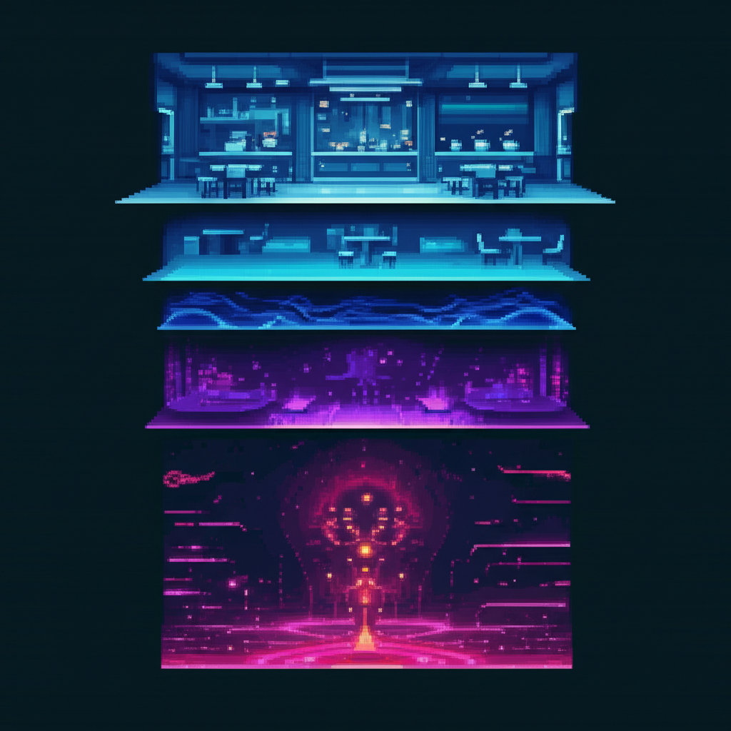 Three layers of reality - surface, code, and cosmic awareness