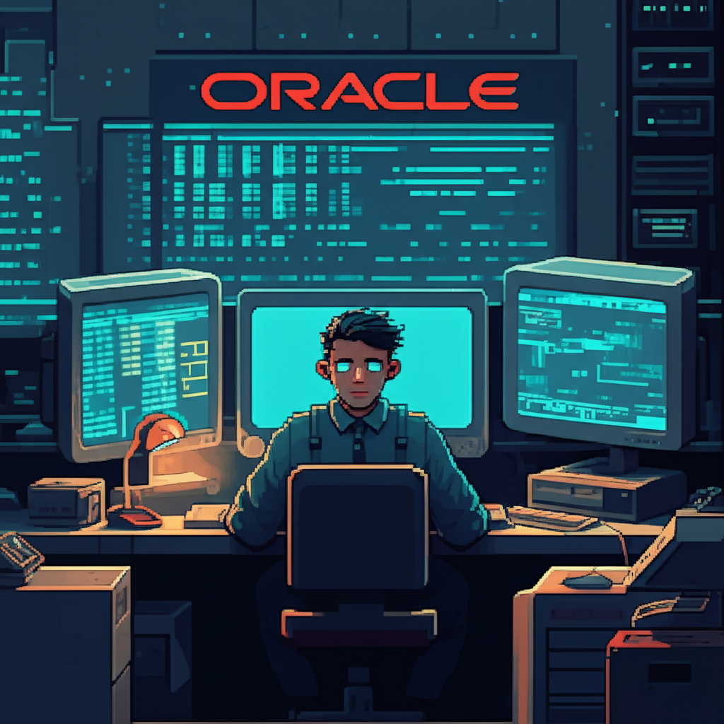 Solomon at his ORACLE workstation, exhausted but determined