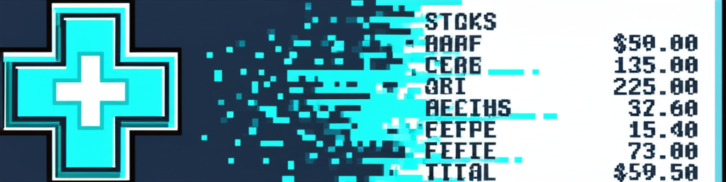 Medical cross dissolving into thermal receipt paper