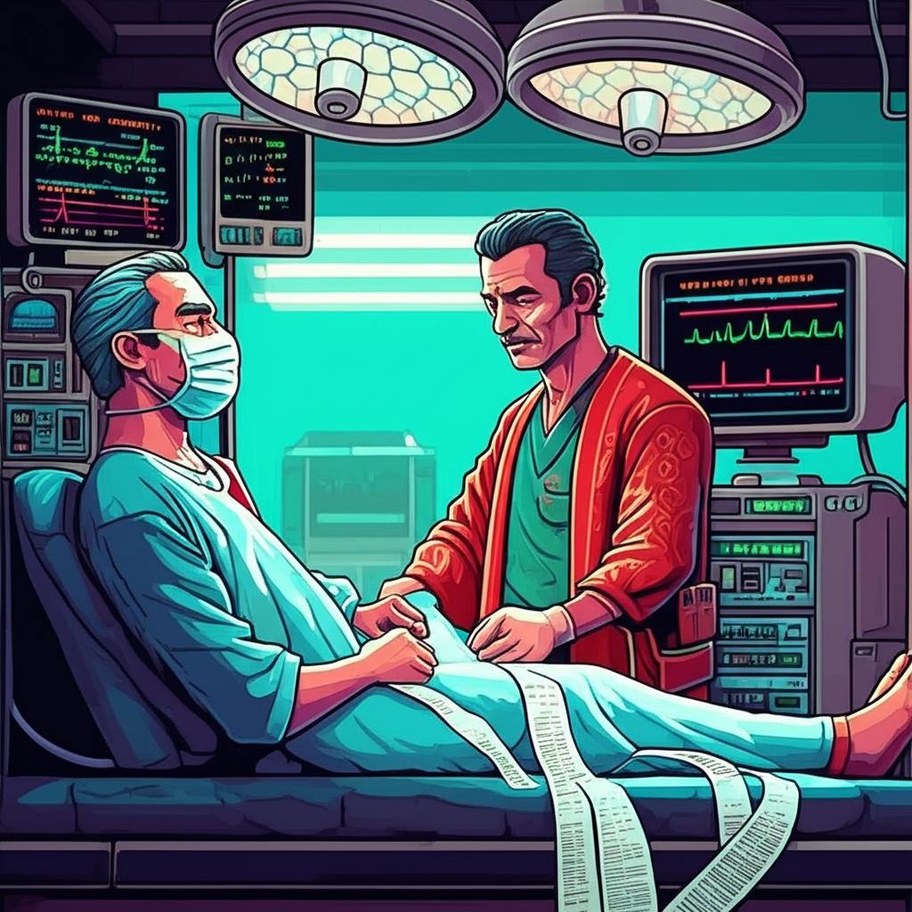 Surgery in progress - Dr. Tzu Yu's steady hands working, thermal printer continuously spitting receipts