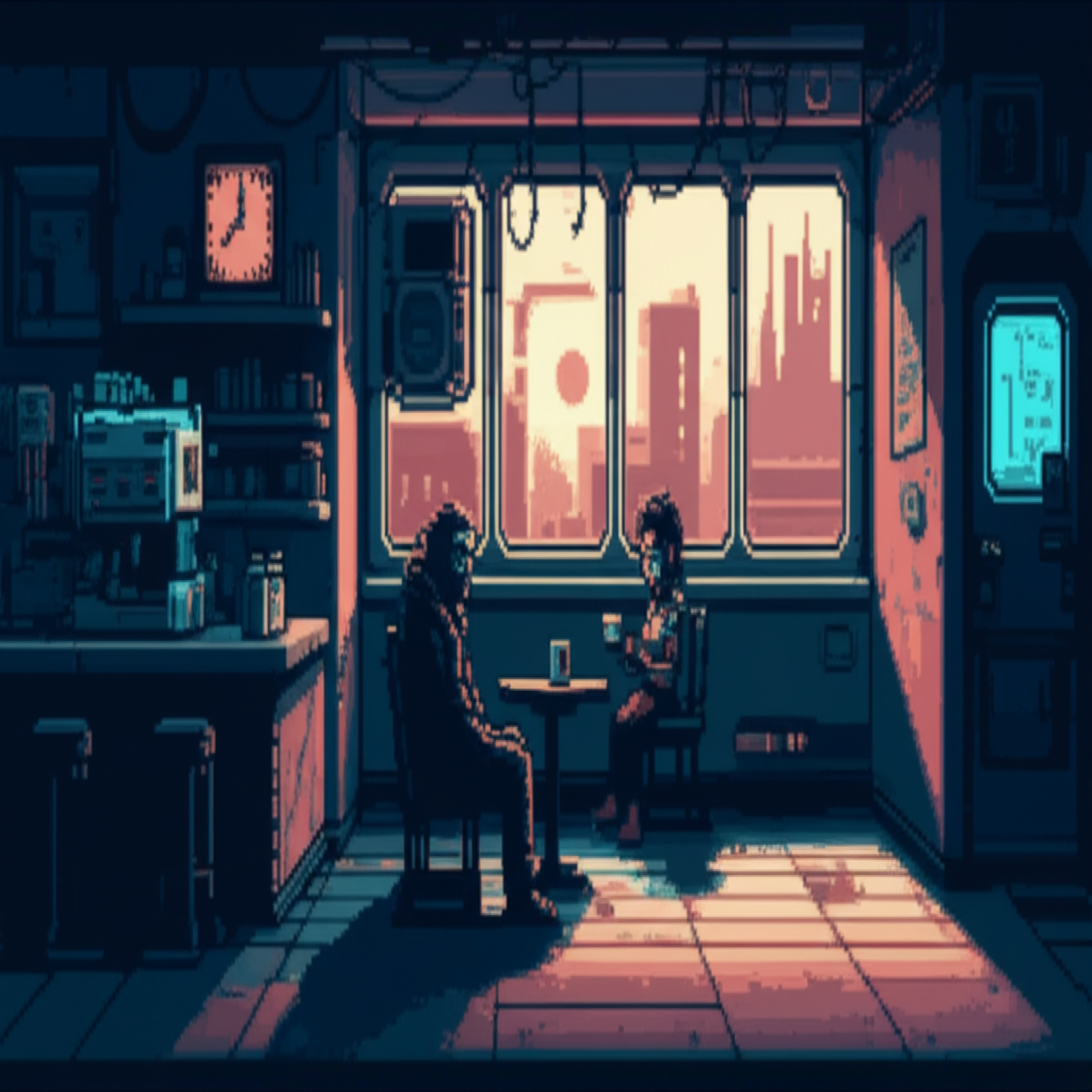 Broken Viktor in shadow at 4:17 PM, Elara pouring his coffee