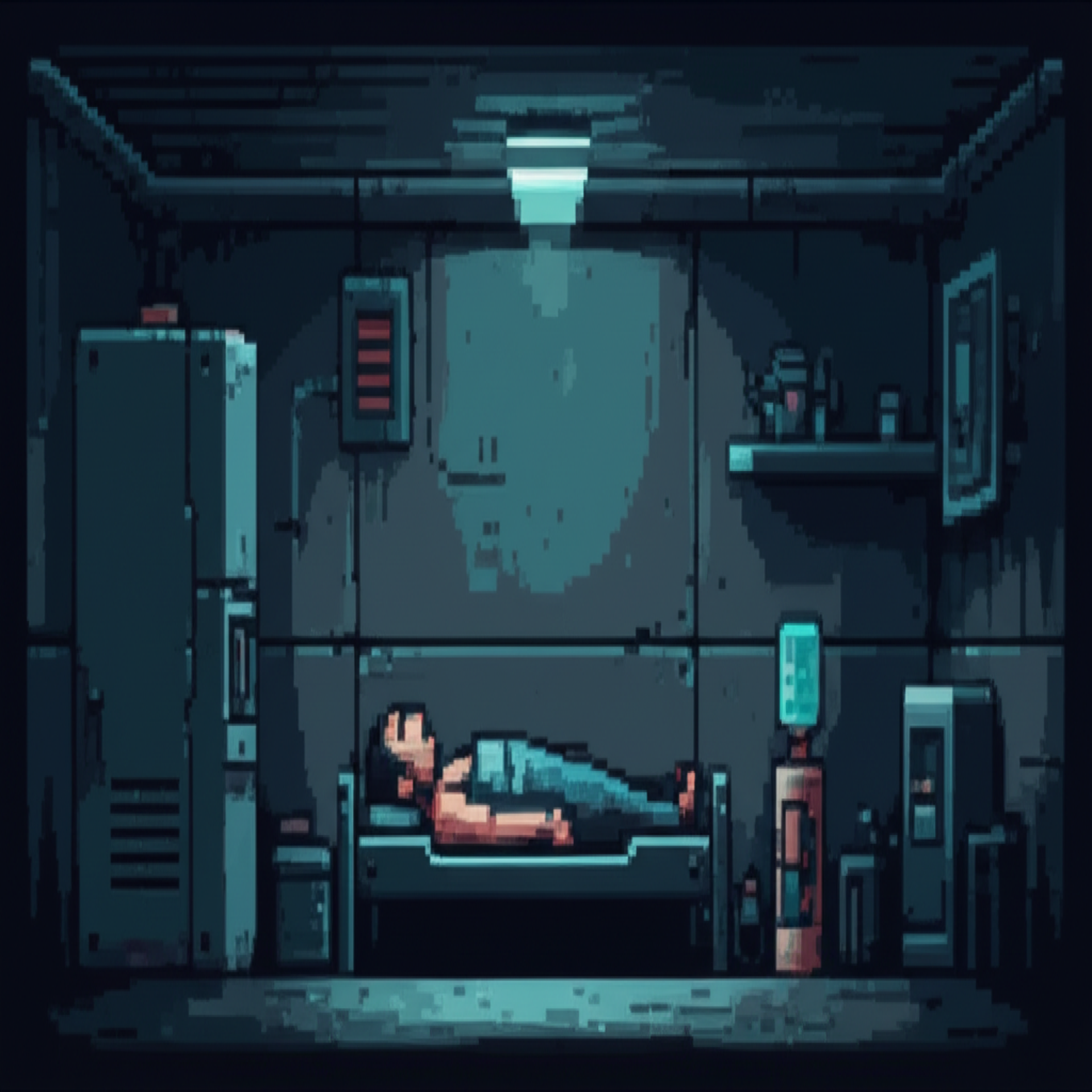 Viktor's maintenance closet home, small darkness protecting him from the big darkness